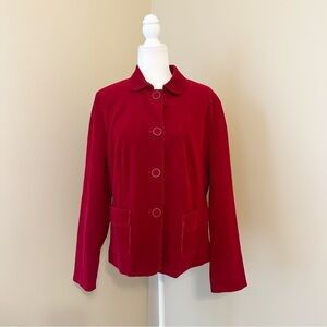 Talbots Corduroy Button Front Round Neck Red Jacket   - 16